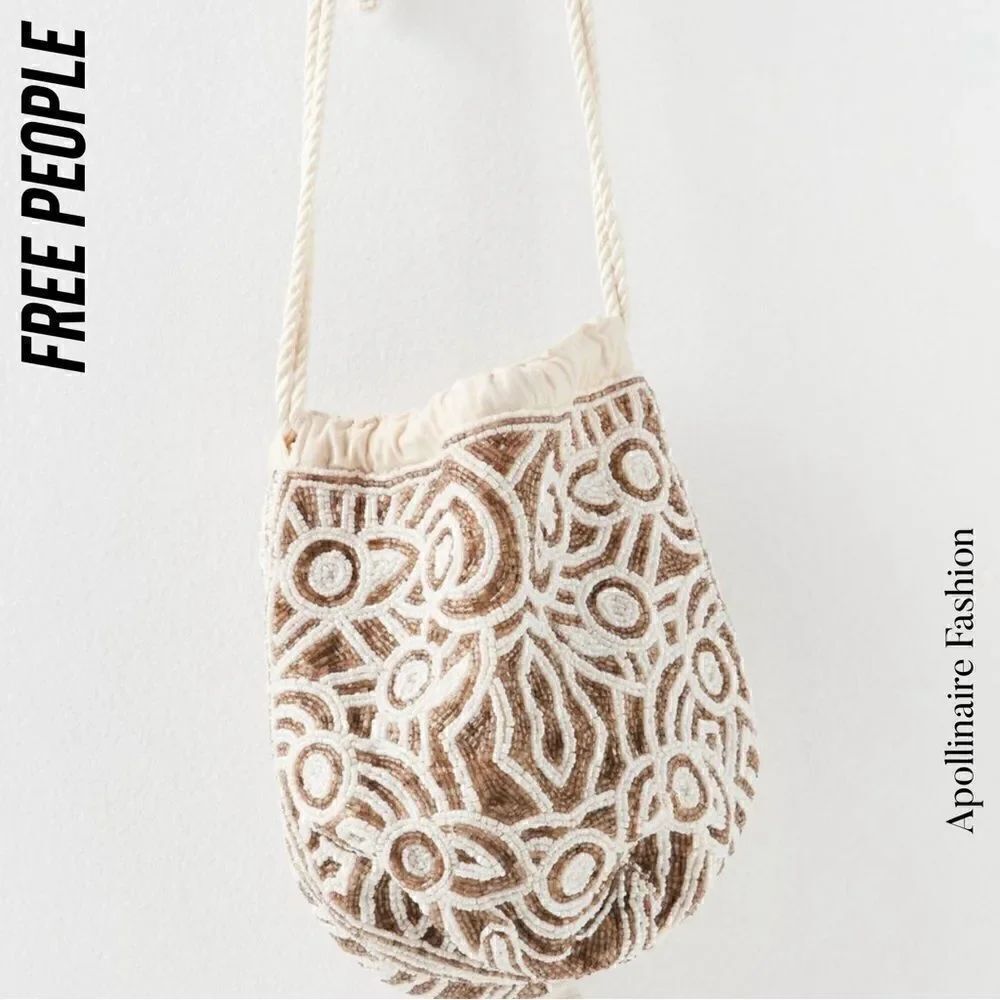 FREE PEOPLE PENNY PINCHING PURSE CROSSBODY TAN BEIGE MOTIF NEW
